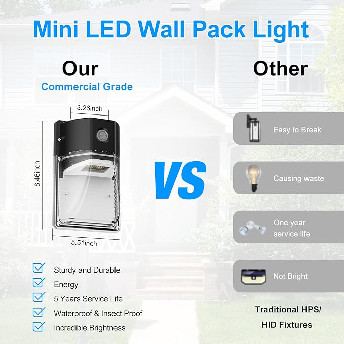 30W LED Wall Pack Light, Dusk to Dawn Outdoor Lighting Sensor, LED Outdoor Wall - Image 3