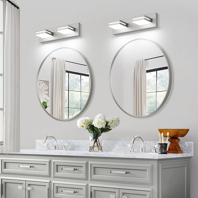 SineRise LED Modern Bathroom Vanity Light Fixtures, Brushed Nickel Modern - Image 8