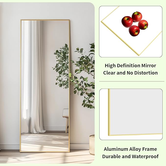 Sunniry Gold Floor Mirror 48x16 inch, Full Body Mirror - Image 2