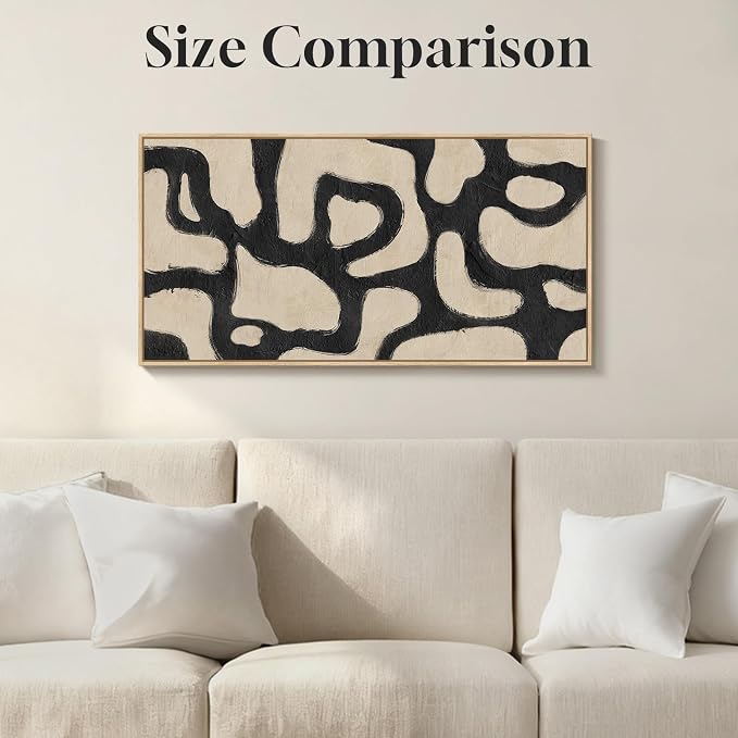 Framed Abstract Neutral Horizontal Wall Art Bedroom, Large Abstract Canvas - Image 6