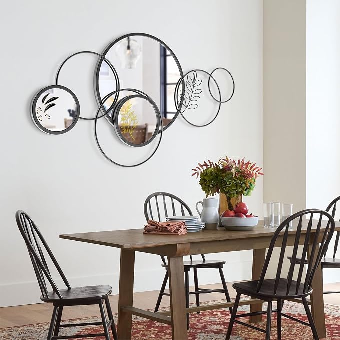 Wall Mirror Decorative, Print Round Decorative Mirrors, Large Decor Metal Wall - Image 4