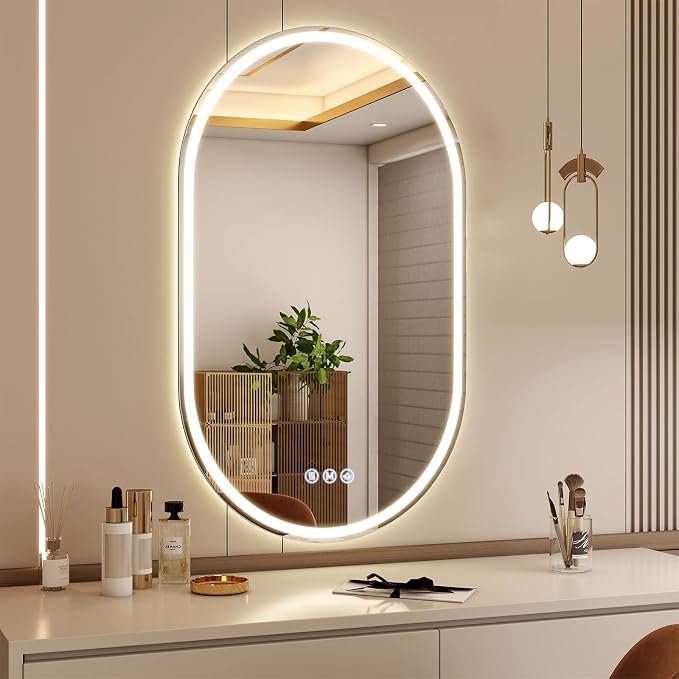 BEAUTYPEAK 40x24 LED Oval Bathroom Mirror - Image 8