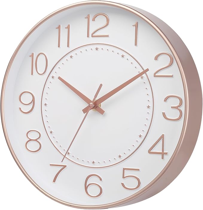 HZDHCLH Modern Wall Clocks Battery Operated, 10 inch White and Rosegold Clock - Image 2