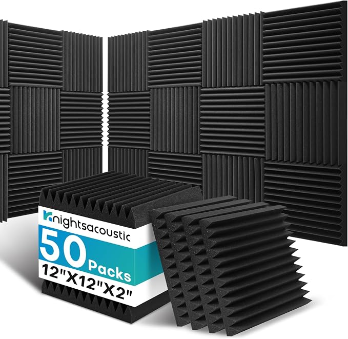 50 Pack Sound Proof Foam Panels by Knightsacoustic