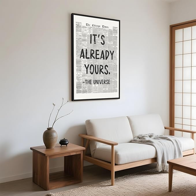 Framed Black And White Retro Newspaper Wall Art ItS Already Yours Universe - Image 4