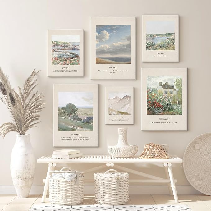 Christian Scripture Wall Art Set of 6 Bible Verse Canvas Wall Decor Psalm 23 - Image 3