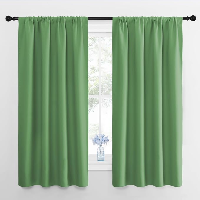 NICETOWN Kitchen Curtains, Short Blackout Drapes, Froest Green, Thermal by NICETOWN