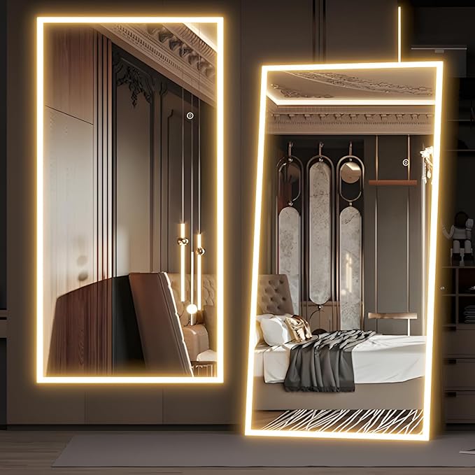 Full Length Mirror with Lights, Lighted Floor Mirror, LED Full Length Mirrors by NEUWEABY