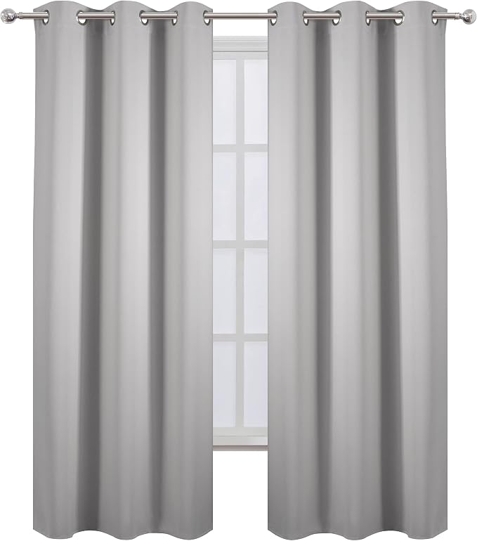 LEMOMO Blackout Curtains 42 x 84 inch/Light Grey Curtains Set of 2 - Image 2