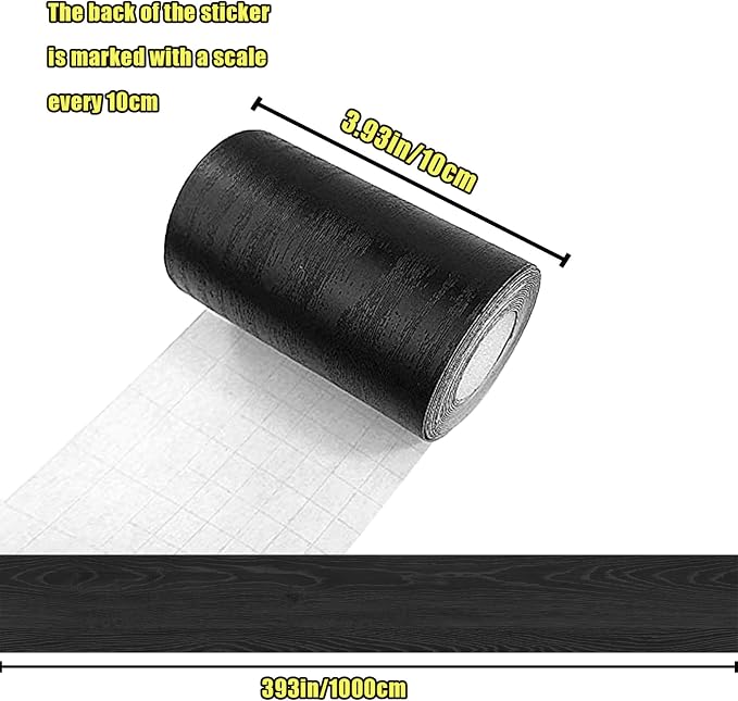 Teemall 10M Black Wood Grain Removable PVC Waterproof Border Wall Decor - Image 4