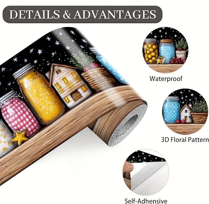 Mason Jar Wallpaper Border 196x4 Inch Removable Wall Border Peel and Stick - Image 8