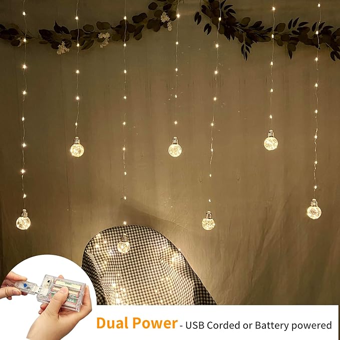 YOLIGHT Wishing Ball Curtain Lights 200 LED Window Curtain String Lights - Image 2