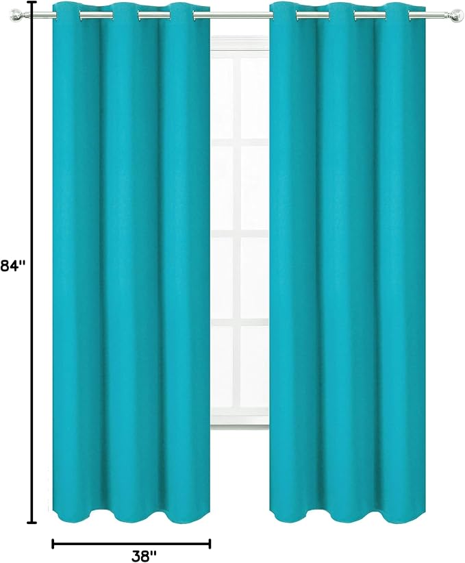LEMOMO Teal Thermal Blackout Curtains/38 x 84 Inch/Set of 2 Panels Room - Image 10