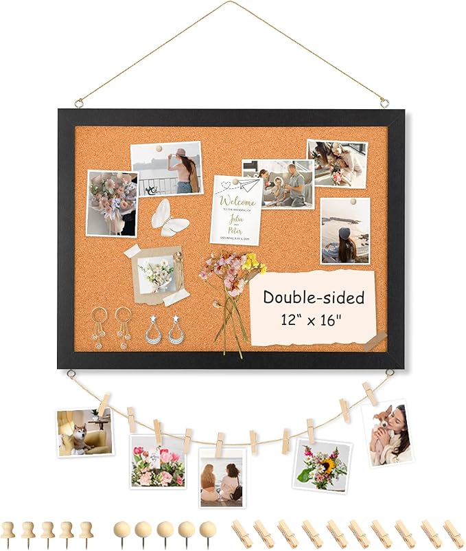 Double-Sided Cork Board for Wall, Picture Display Vision Board Corkboards for by AMUSIGHT