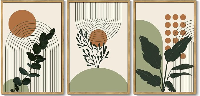 PHOPAGO Boho Plant Wall Art Green Botanical Bohemain Framed Wall Printing - Image 8