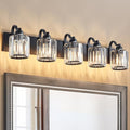 Crystal Vanity Light Black 5 Lights Modern Bathroom Vanity Lighting Fixtures by AIXIALIN