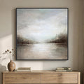 Framed Abstract Lake Landscape Wall Art, Modern Neutral Canvas Prints Artwork by Cuspin