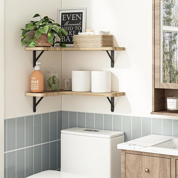YGEOMER Corner Floating Shelves, Wall Mounted Corner Shelf - Image 2