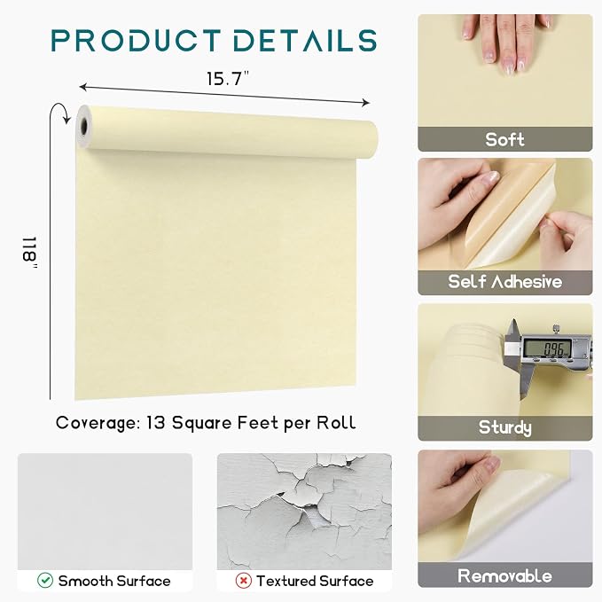 VEELIKE Cream Velvet Fabric Roll Self Adhesive Soft Felt Drawer Liner - Image 9