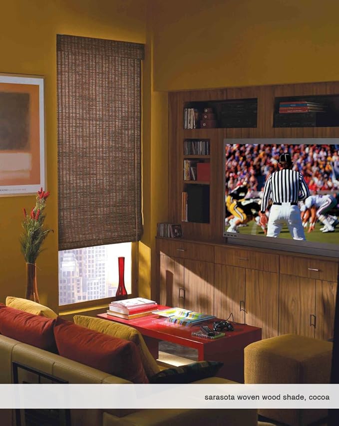 Cordless Woven Wood Roman Shades, 33W x 36H, Hatteras Cocoa, Sizes 20-72 Wide - Image 4