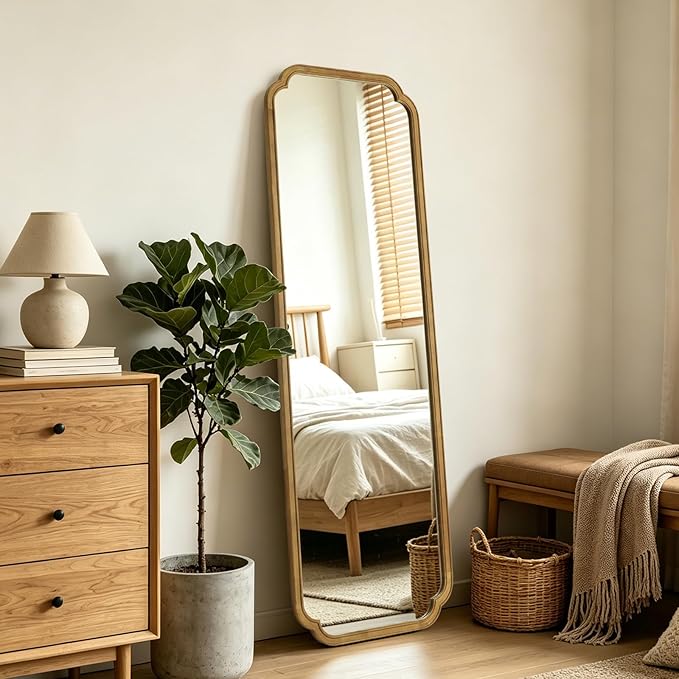 WallBeyond Full Length Mirror Wall Mounted 65"x22", Rustic Wooden Frame Floor by WallBeyond