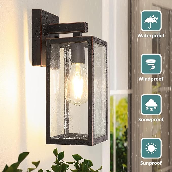 MAXvolador Outdoor Wall Sconce, Exterior Waterproof Wall Lantern Light Fixture - Image 2