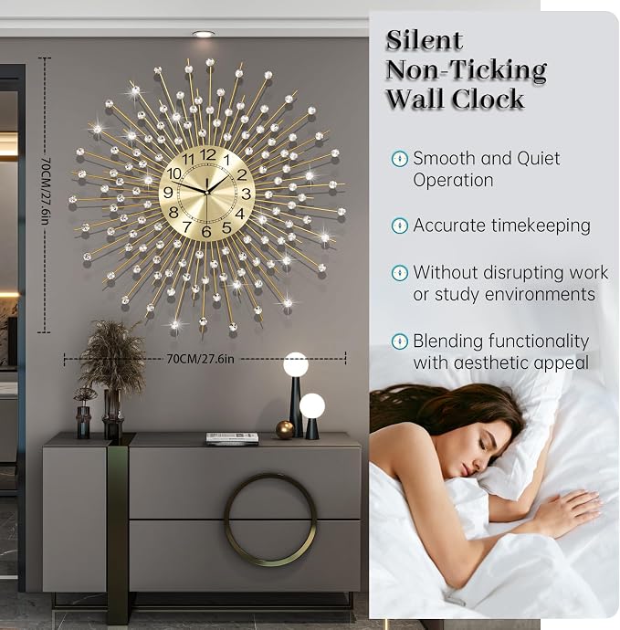 Extra Large Wall Clocks for Living Room Big Modern Wall Clock Silent Battery - Image 5