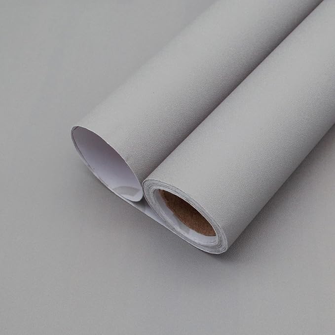 Yancorp 16"x394" Matte Light Gray Contact Papaer Peel and Stick Wallpaper Vinyl by YancorpHomeDecor