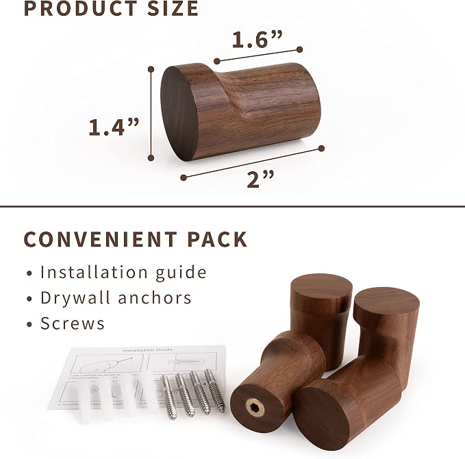 NAUMOO Natural Wooden Wall Mounted Hooks - Image 6