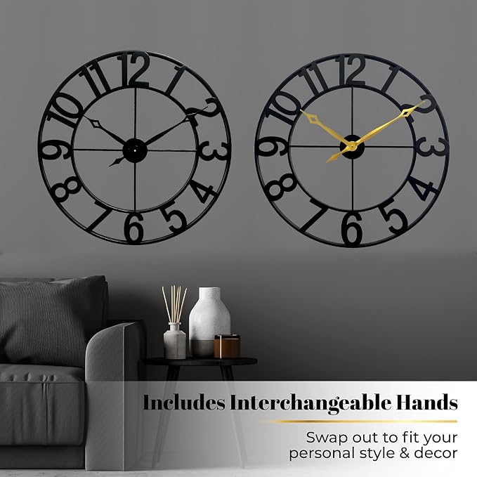 CLXEAST 30 Inch Wall Clocks for Living Room Decor, Oversized Large Black Metal - Image 4