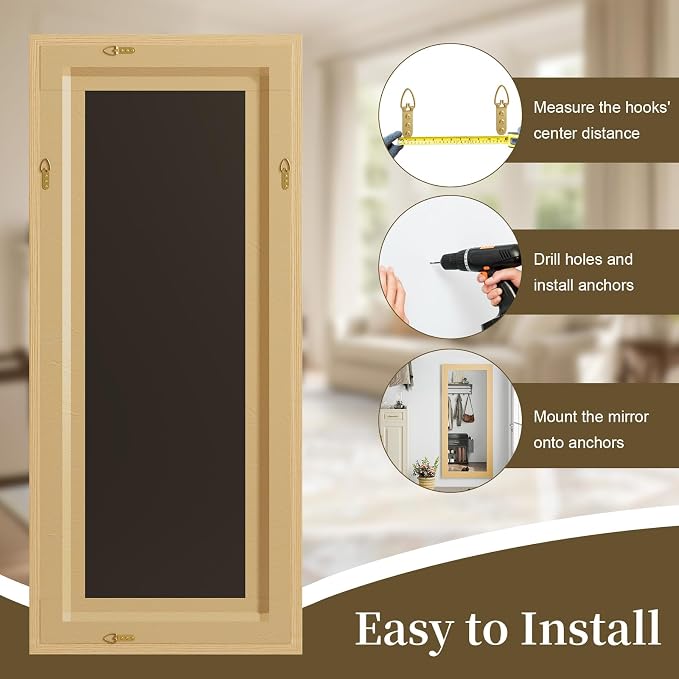 Syndra Modern Full Length Mirror Wood Frame, 65x24'' Large Floor Mirror - Image 9