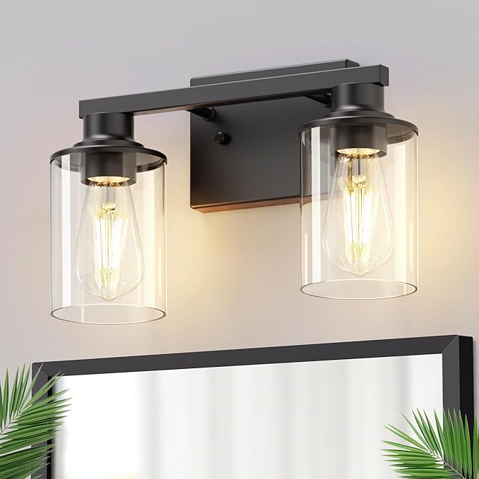 DORESshop 2-Light Black Bathroom Light Fixtures Over Mirror by DORESshop