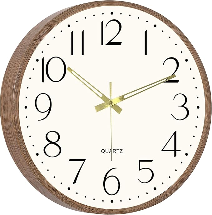 Vintage Wall Clock 14 Inch Quartz Silent Non-Ticking Analog Clock Battery by Comfytune
