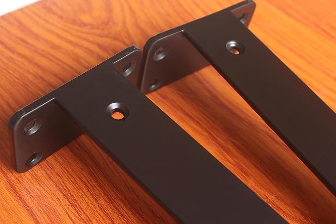 8 Pack - 12 inch Black Hidden L Shelf Bracket Iron Floating Shelf Brackets - Image 5