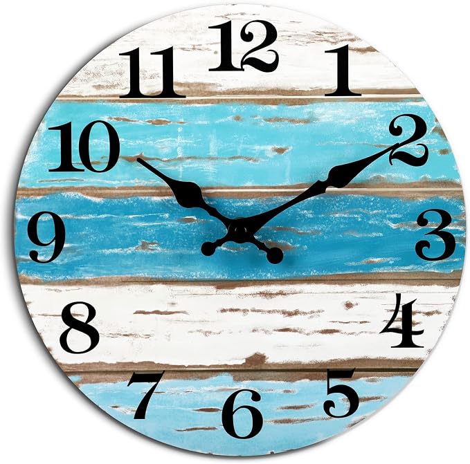 CHYLIN Wall Clock, Beach Themed Blue Wall Clocks Battery Operated Silent by CHYLIN
