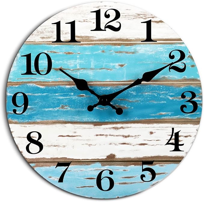 CHYLIN Wall Clock, 18 Inch Beach Wall Clocks Battery Operated, Coastal Ocean by CHYLIN