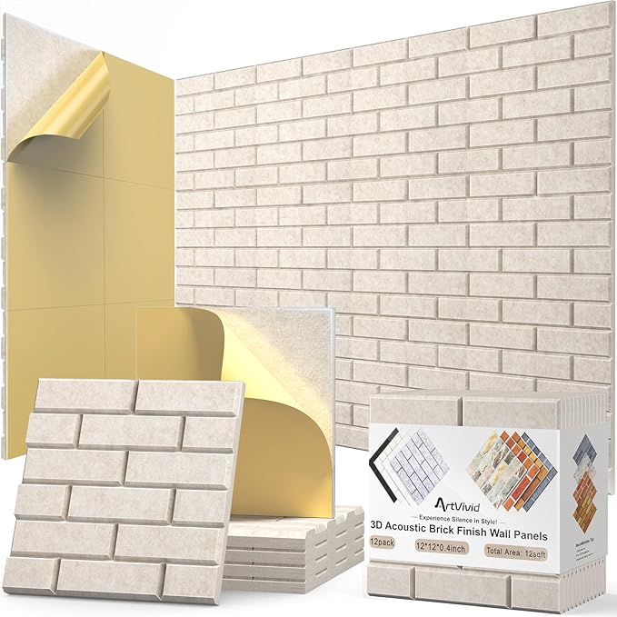 12Pack Acoustic Wall Panels, High Density Decorative Acoustic Foam Sound by ArtVivid