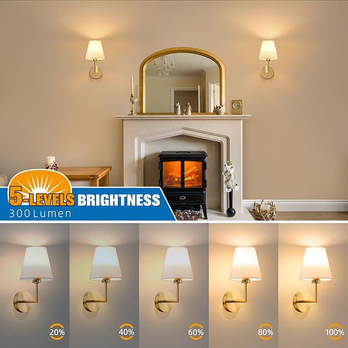 NIORSUN 13.8 inch Battery Operated Wall Sconce Set of 2, 9 Colors Wireless - Image 5