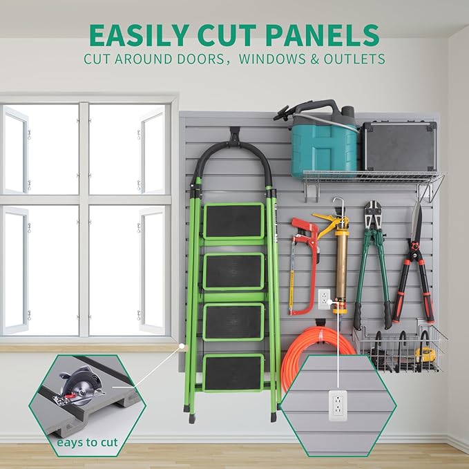 FRAYSCENT Slat Wall Paneling Garage Slat Wall Storage Systems Slatwall Panels - Image 6
