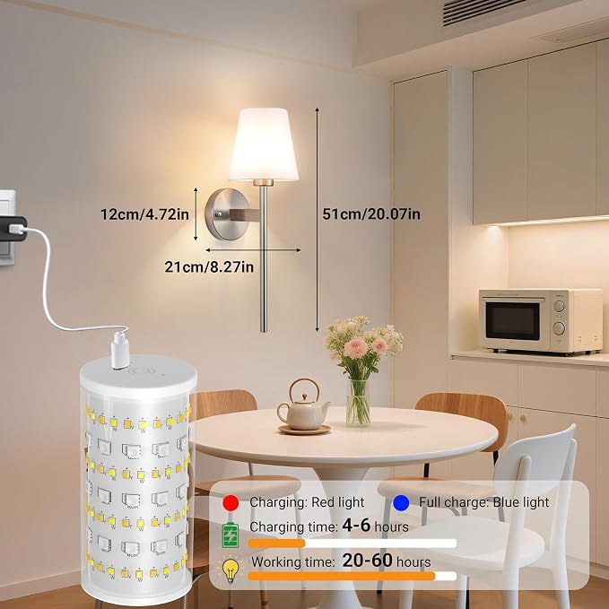 Battery Operated Wall Sconces Set Of 2, Wireless Battery Wall Light - Image 7