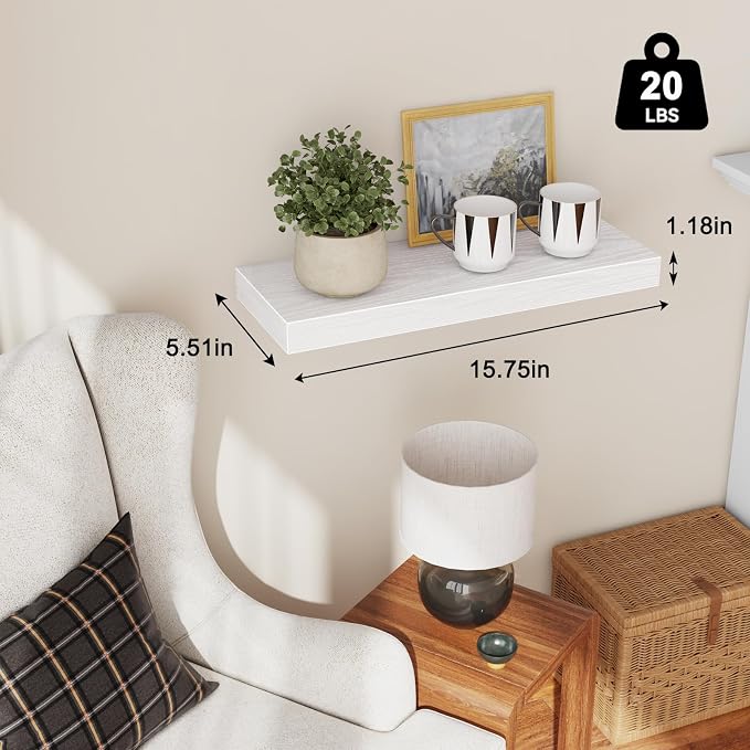 Fixwal Floating Shelves for Wall, 15.7" Wood Wall Mounted Shelves for Living - Image 3