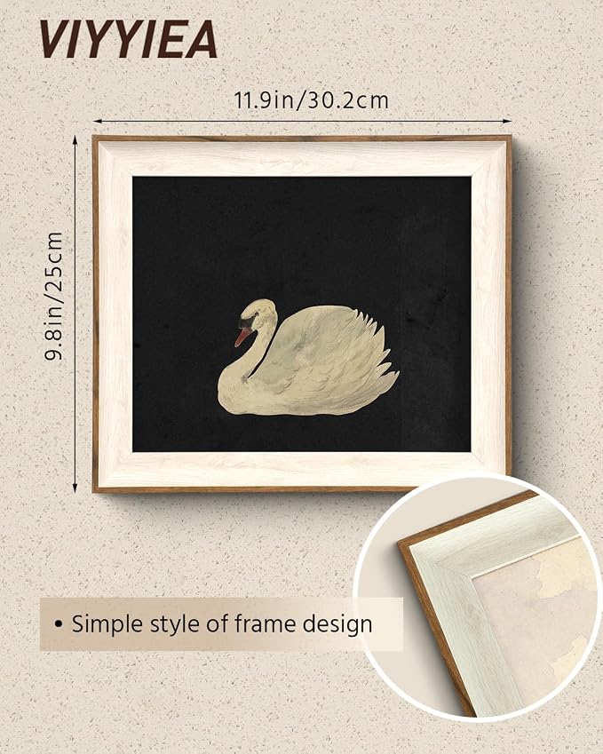 VIYYIEA Framed Wall Art for Living Room, Swan Art Canvas Prints, Vintage Home - Image 3