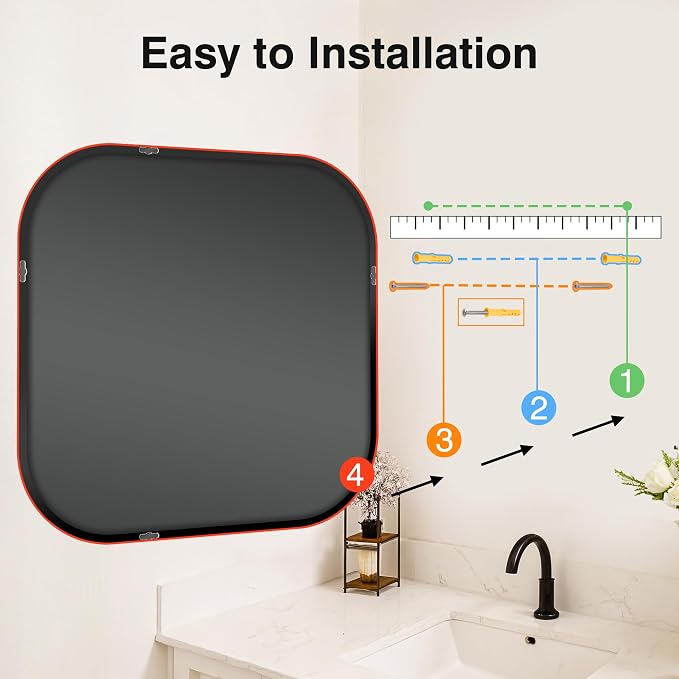 Bathroom Mirror for Wall, HD Reflection Shatterproof Square Mirror for Living - Image 8