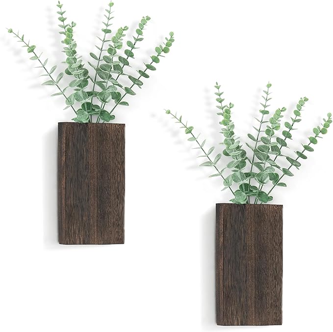 Dahey 2 Pack Wood Wall Planter Vase by Dahey