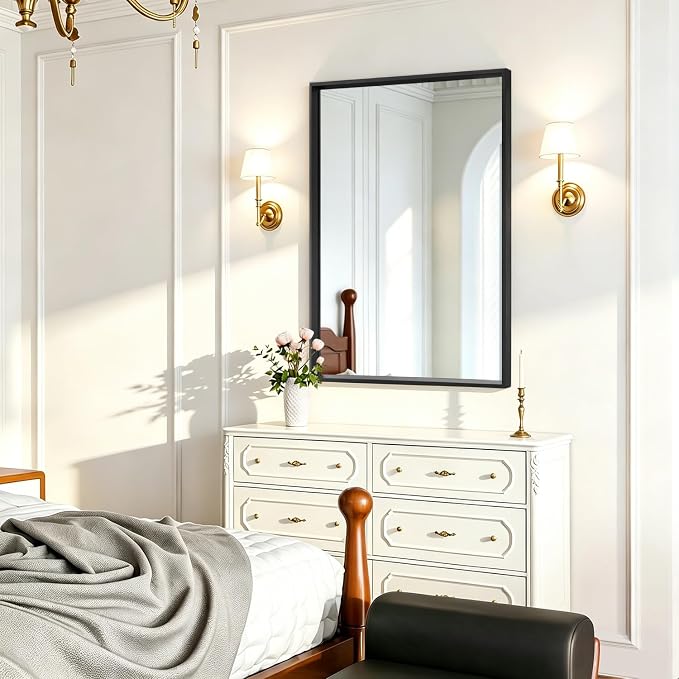 AAZZKANG Black Framed Mirror Large 26"x18" Rectangle Metal Mirrors - Image 5