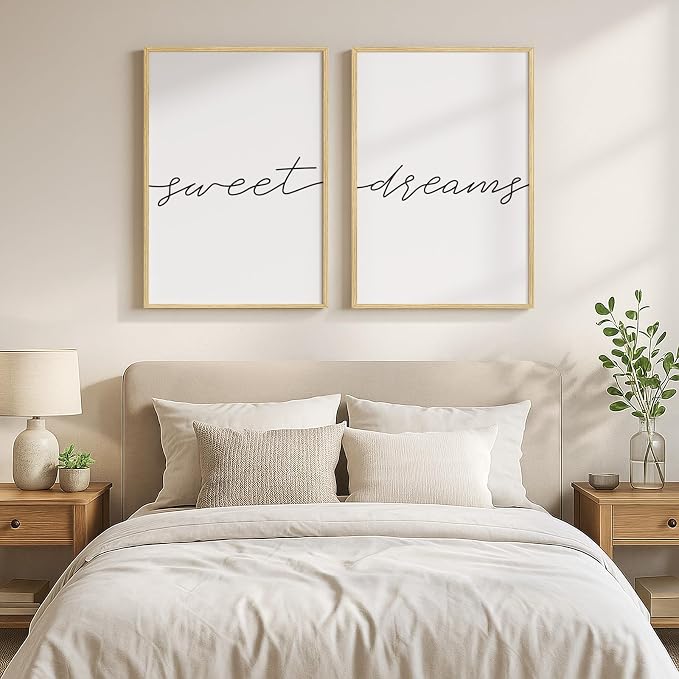 Framed Sweet Dreams Wall Art for Bedroom Decor, Modern Black and White - Image 2