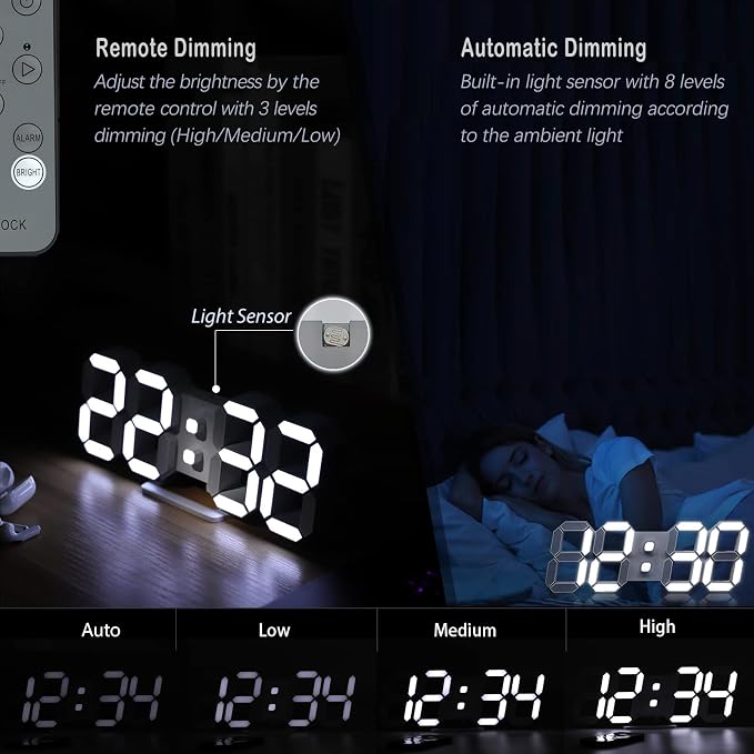 KOSUMOSU 3D LED Digital Wall Clock, Large Display Table/ Desk Clock - Image 4