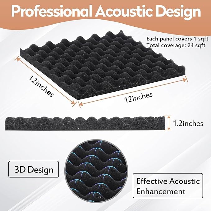24 Pack Acoustic Panels, Sound Proof Foam Panels Noise Reducing - Image 5