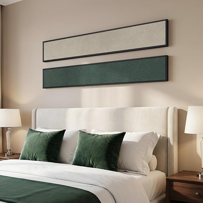 Long Narrow Framed Neutral Abstract Vertical Wall Art Set, 2 Piece Modern - Image 3
