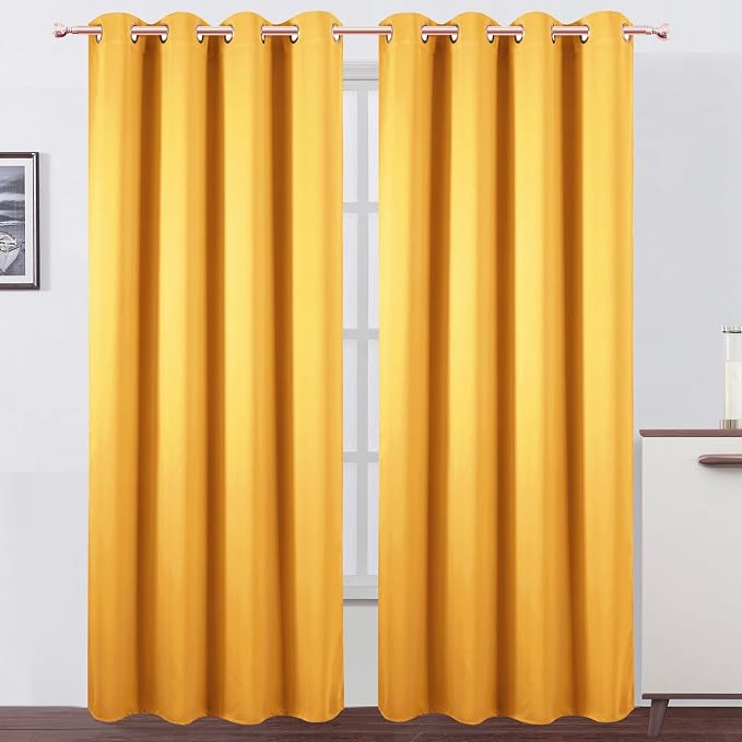 LEMOMO Blackout Curtains 52 x 90 Inch Long Yellow Curtains Set of 2 Panels Room by Lemomo